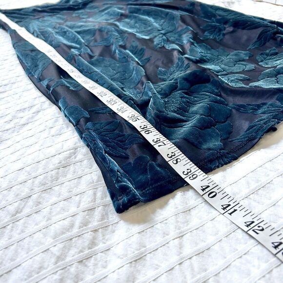 EUC Eva Rose Velvet Burnout Babydoll Dress Size M Dark Teal - Picture 11 of 16